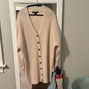 Cream Button-Up Women's Sweater Dress